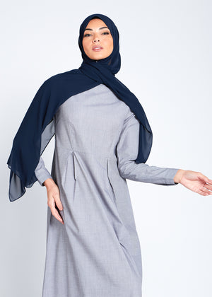 Cotton Waist Pleat Abaya Grey | Abayas | Aab Modest Wear