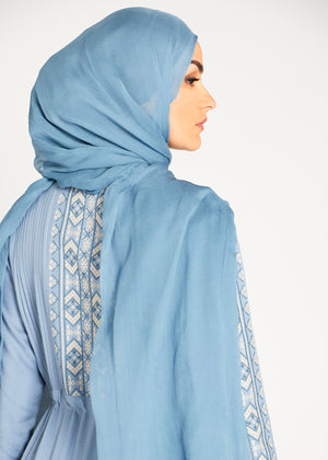 Blue Stone Chiffon Silk Hijab | Hijabs | Aab Modest Wear