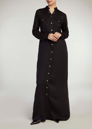Slim Fit Shirt Maxi Black | Maxi Dresses | Aab Modest Wear