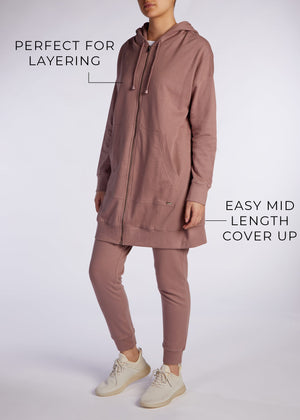 Modest Zip Up Hoody Taupe